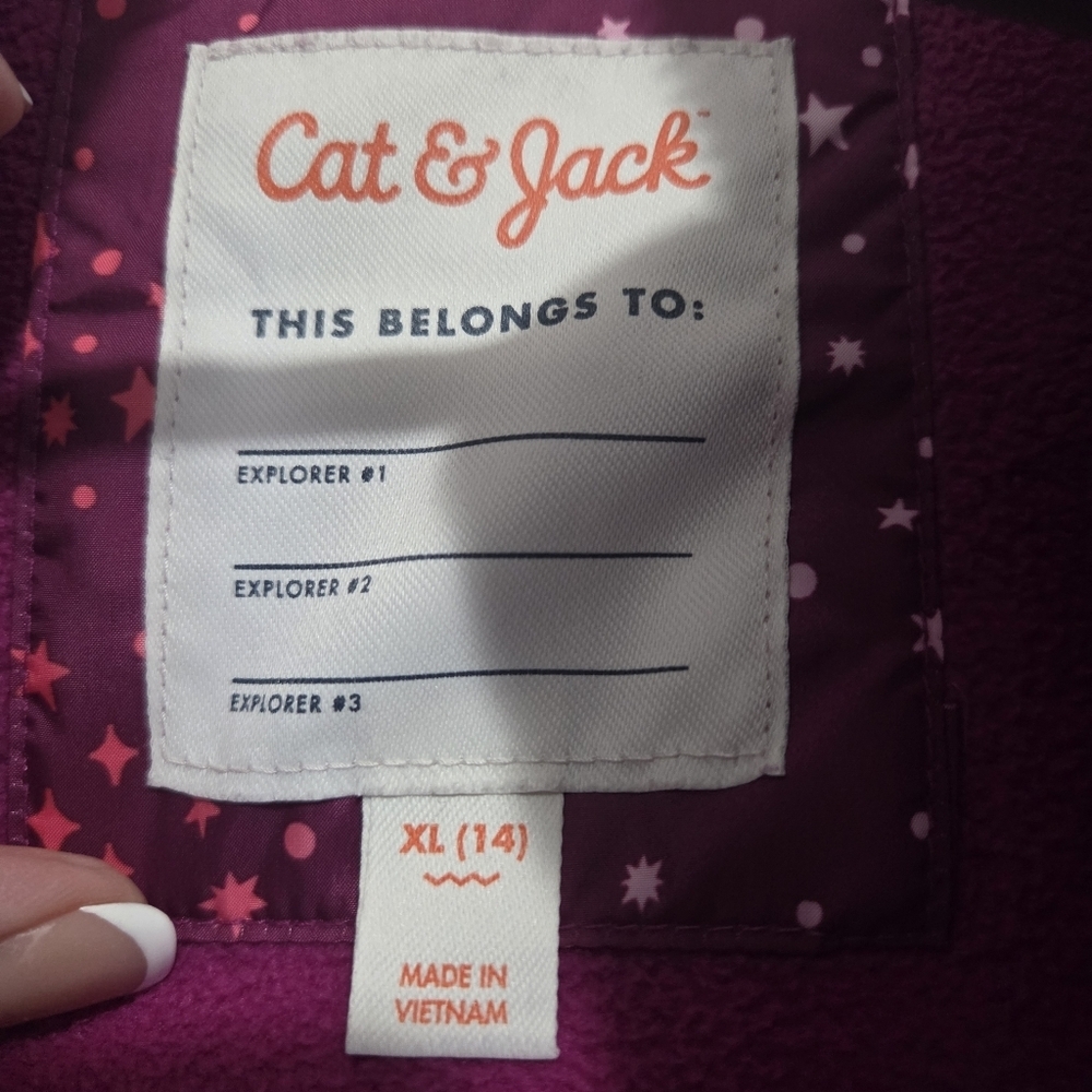 Cat & Jack Girl Magenta Star Print Heavyweight Puffer Winter Snow Jacket Sz XL - Picture 8 of 12